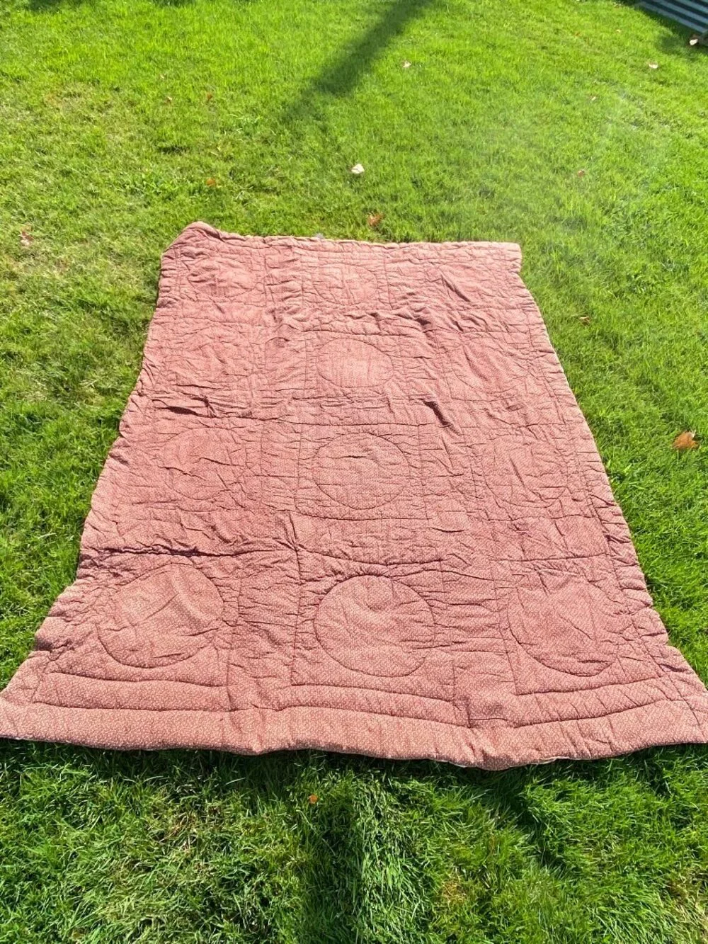 Vintage Ducks Mallard Brown Patchwork Quilt Blanket Comforter Cottage Country